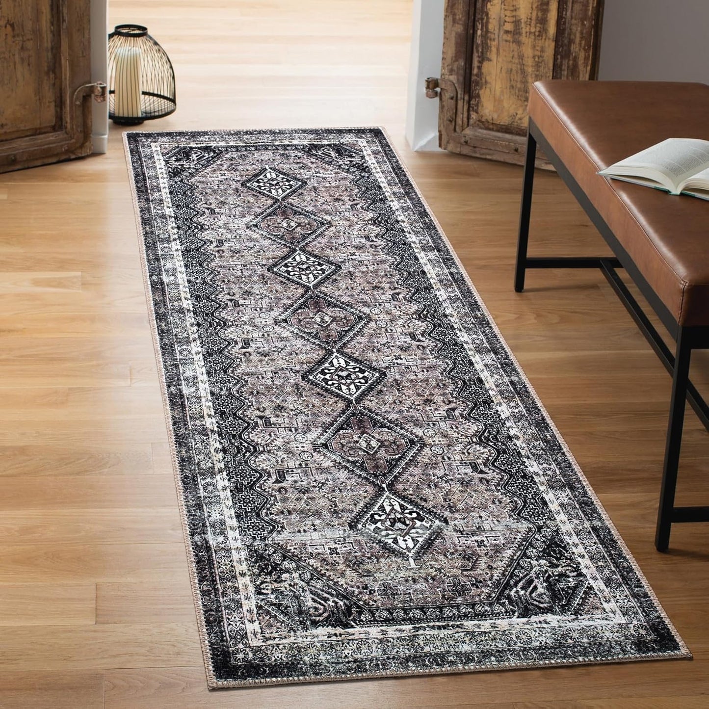 Keen Home Design 2x7 Rug - Machine Washable Runner Rug with Non-Slip Backing, Ideal for Hallway, Entryway, Kitchen, Laundry Room - Vintage, Easy Clean, Durable, Low Pile Rug - (2'6" x 7')