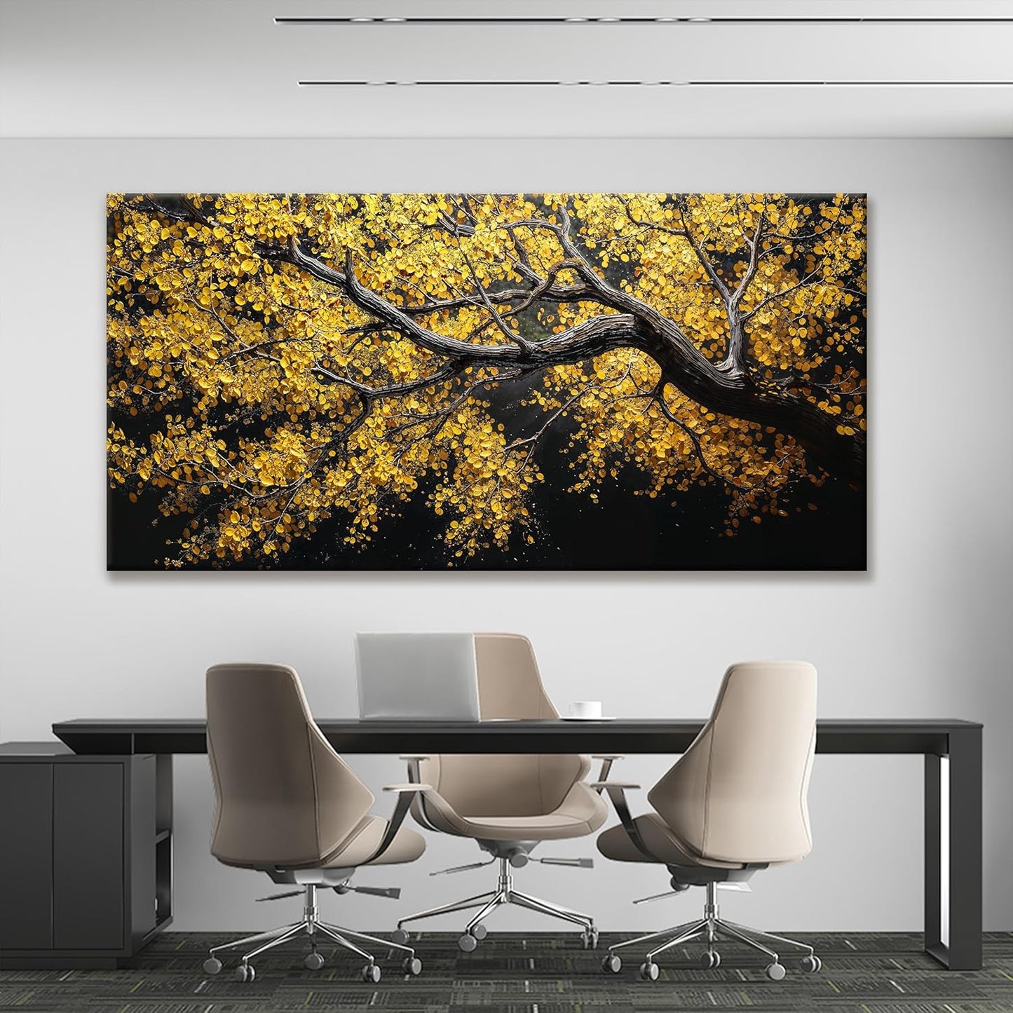 TAIJXAGSG Large Canvas Wall Art Decor For Living Room Pictures Gold Tree Wall Art Decoration Abstract Tree Plants Artwork Wall Art Modern Painting Pictures For Bedroom Home Kitchen Office 29"X 58"