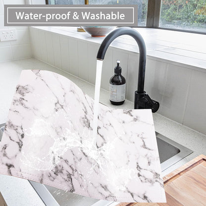 Marble Faux Leather PU Placemats, Set of 4, Washable, Stain Resistant for Dining Room Kitchen Table Decor