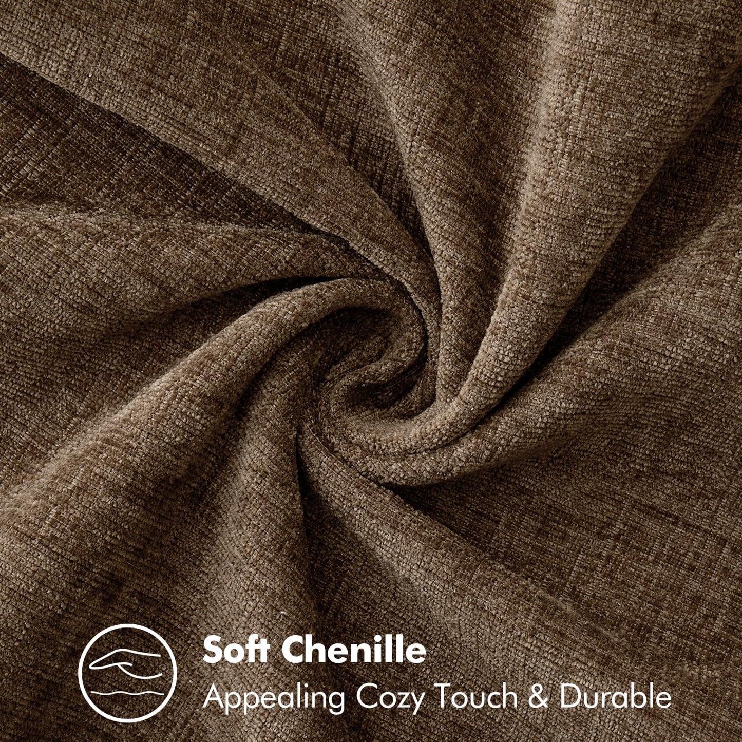 MIULEE Pack of 2 Couch Throw Pillow Covers 16x16 Inch Brown Farmhouse Decorative Pillow Covers with Stitched Edge Soft Chenille Solid Dyed Spring Pillow Covers for Sofa Bed Living Room