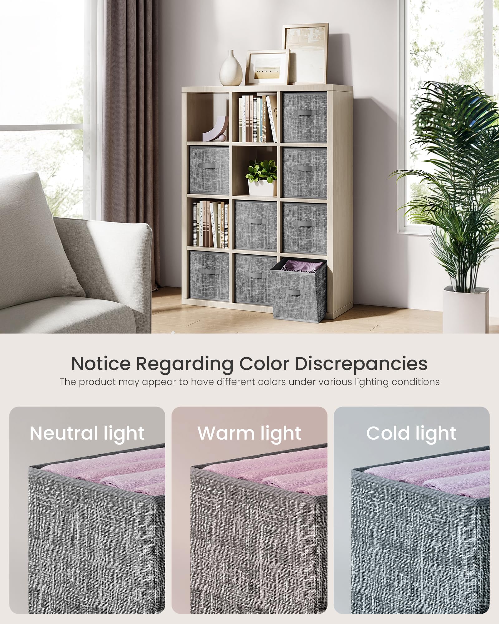 SONGMICS Storage Cubes, Set of 8, 11-Inch Foldable Closet Organizers