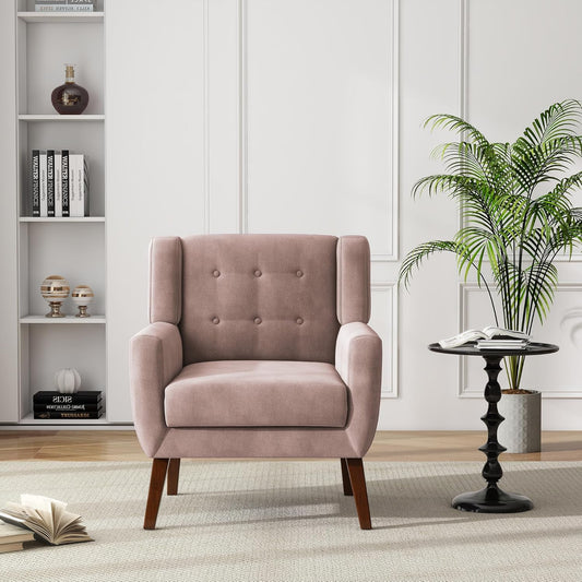 UIXE Accent Chair, Velvet Upholstered Armchair for Living Room, Modern Club Arm Chairs Comfy Single