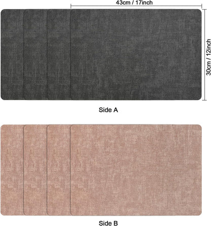 Myir JUN Placemats Dual Sided, Faux Leather Place Mats Set of 8 Indoor Placemats for Dining Table Non-Slip Washable Placemats Heat Resistant Outdoor Table Mats (Set of 8, Gray Pink)