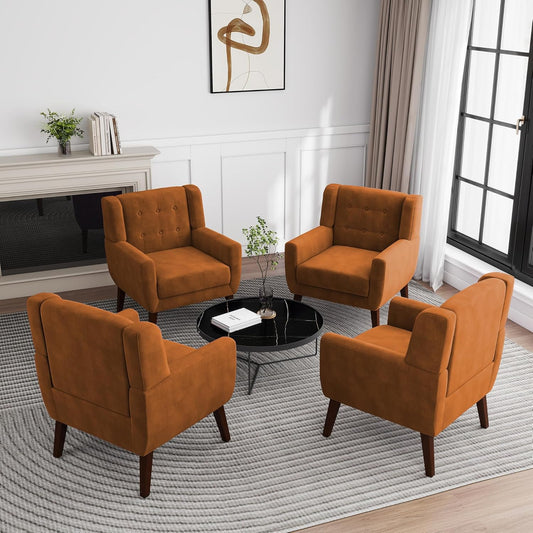 UIXE Accent Chair, Velvet Upholstered Armchair for Living Room, Modern Club Arm Chairs Comfy Single