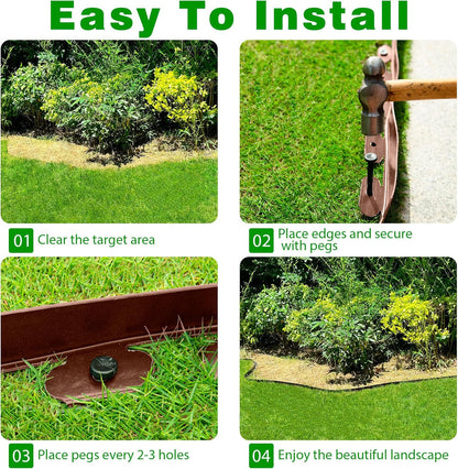 Landscape Edging Border 60 FT 2 Inch Tall with 120 Spikes, Plastic Edging for Landscaping, Garden Edging Border, Flower Bed, Paver and Lawn Edging Border, Brown