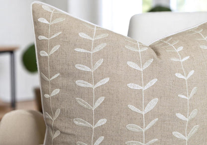 VAGMINE Embroidered Lollipop Cushion Cover - 20x20 Inches Square - 100% Linen Natural Throw Pillow Case - Textured Farmhouse Boho Décor - Elegant Rustic Accent for Sofa, Couch, Bedroom, Home Styling