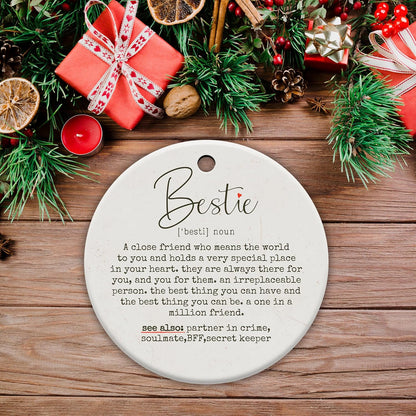 Friendship Gifts for Women, Best Friend, Funny, Work Besties, Sister, Friend Ornaments for Women, Ceramic Christmas Ornaments (Besties 2)