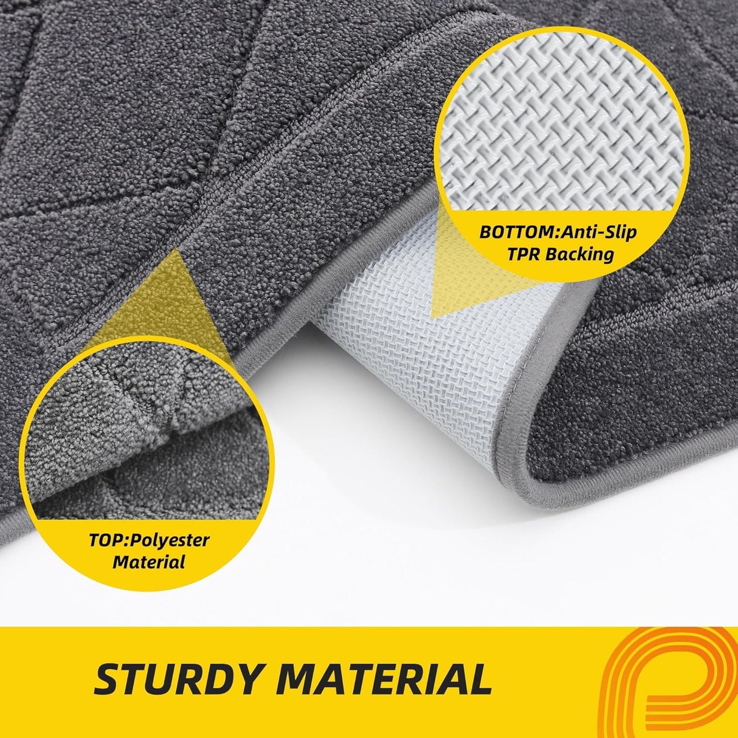 JSEI Dirt Trapper Door Mat 20"x32", Non-Slip Washable Entryway Mats, Dog Door Mat, Stain Resistant and Absorbent Floor Mats, Low Profile Welcome Mat for Front Back Door, Dark Grey