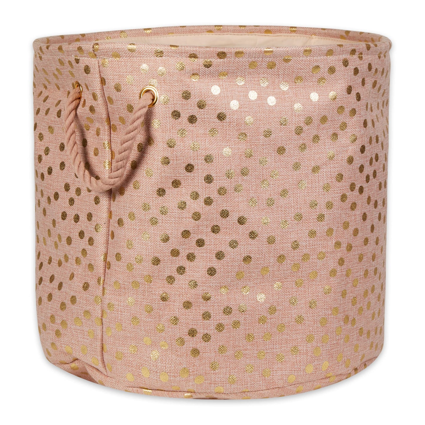 DII Polyester Storage Bin Gold Metallic Collection Collapsible with Handles Large Round Millennial