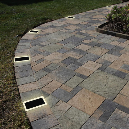 LUMENGY Solar Paver Light 4×8 inch, 2700K, Up to 18 Hours Continuous Lighting, Stainless Steel, Thick Glass, Glare-Free Illumination for Driveways, Pathways & Garden, Waterproof & Drive-Over Rated