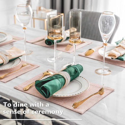 Home Brilliant Placemats Set of 4 Heat Resistant Dining Table Place Mats for Kitchen Table Party Dinner Decorations, 13 x 19 inches, Apricot Pink