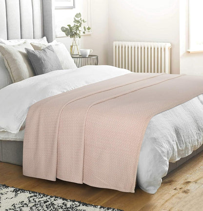 Elvana Home 100% Cotton Bed Blanket, Breathable Bed Blanket Twin Size, Cotton Thermal Blankets Twin, Perfect for Layering Any Bed for All Season, Beige