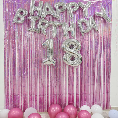 BRAVESHINE Pink Streamers Tinsel Foil Fringe Curtains - 2Pcs 3.2x8.2ft Metallic Photo Booths Backdrop for Girl/Princess/Birthday/Bridal Shower/Engagement/Bachelorette/Boo/Halloween Party Decorations