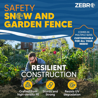 ZEBRO 4' x 100' Green Plastic Garden Fence Roll – Standard Duty Safety Netting for Snow, Poultry, Deer, Dogs – Reusable Outdoor Barrier for Yard, Landscaping, Animal Protection