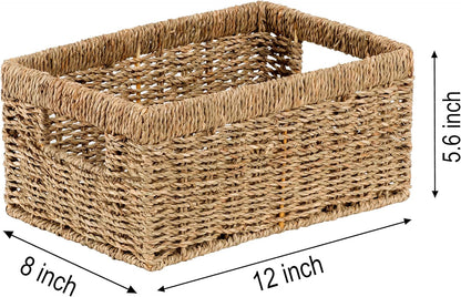 CENBOSS Wicker Baskets (Medium, Seagrass, 1PC) Rattan Storage Baskets for Shelves, Woven Seagrass Holder