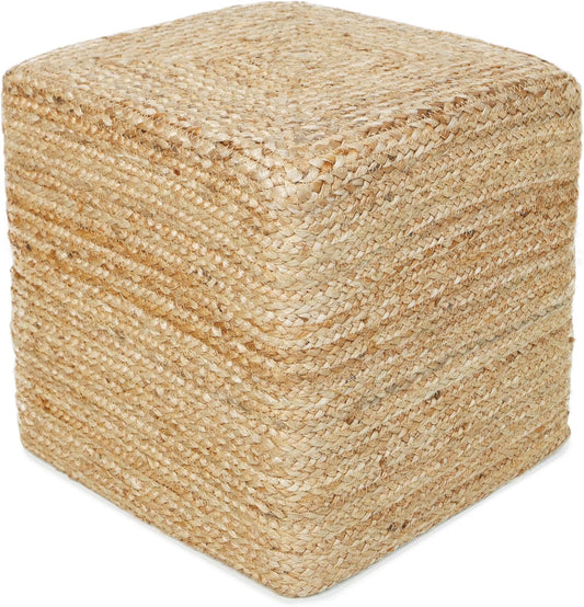 REDEARTH · Cube Pouf Foot Stool Ottoman - Jute Braided Pouffe Poof Accent Sitting Footrest for The