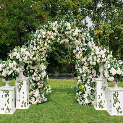 DOEWORKS Wedding Arch Stand, Party Show Backdrop Arch Frame, Garden Metal Arborwith Round Top, 7'9'' High x 4'7''Wide