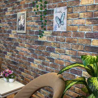 Dundee Deco 3D Wall Panels Faux Brick - Cladding, Brown Beige Stone Look Wall Paneling, Styrofoam Facing for Living Room, Kitchen, Bathroom, Balcony, Bedroom, Set of 10, Covers 54 sq ft