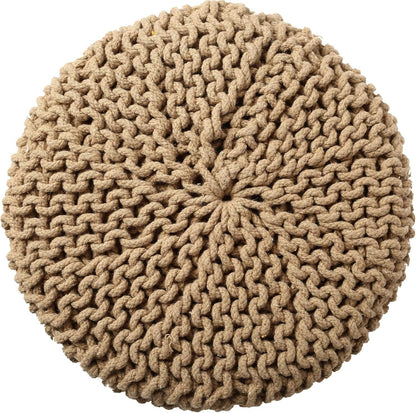 REDEARTH Pouf Ottoman - Cylindrical Knitted Poof - Cord Boho Pouffe - Cotton Round Foot Stool Puff for Home Decor - Living Room - Nursery - Bedroom - Patio - Lounge (16" x 16" x 16") - Beige
