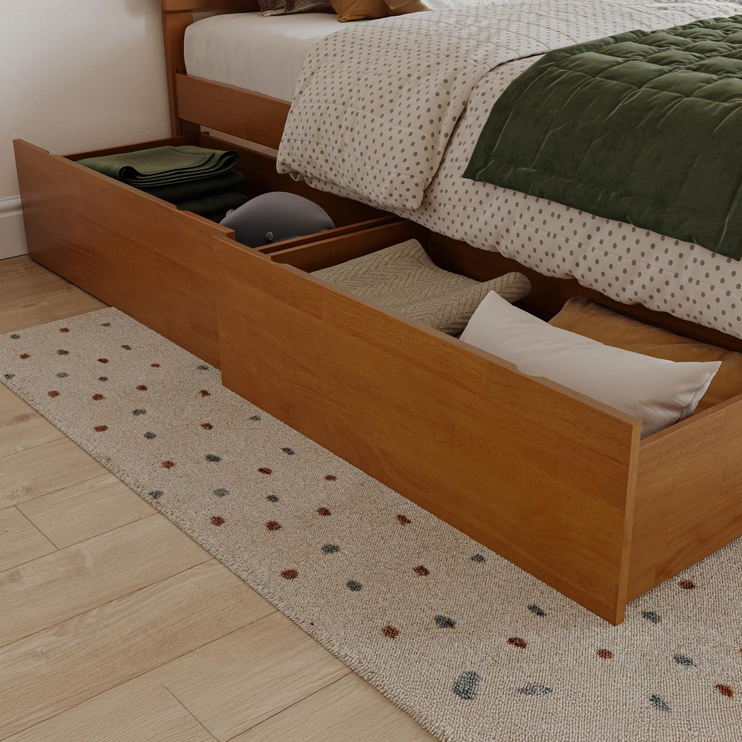 AFI Twin/Full Under Bed Storage Drawers (Set of 2), Light Toffee