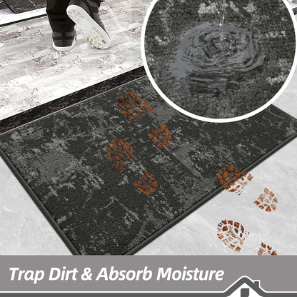 BEQHAUSE Dirt Trapper Door Mat 32"x48" Non-Slip Door Mats Washable Entryway Rugs Stain Resistant Doormat Absorbent Welcome Floor Mat for Front Back Door, Muddy Wet Shoes & Paws,Dark Grey