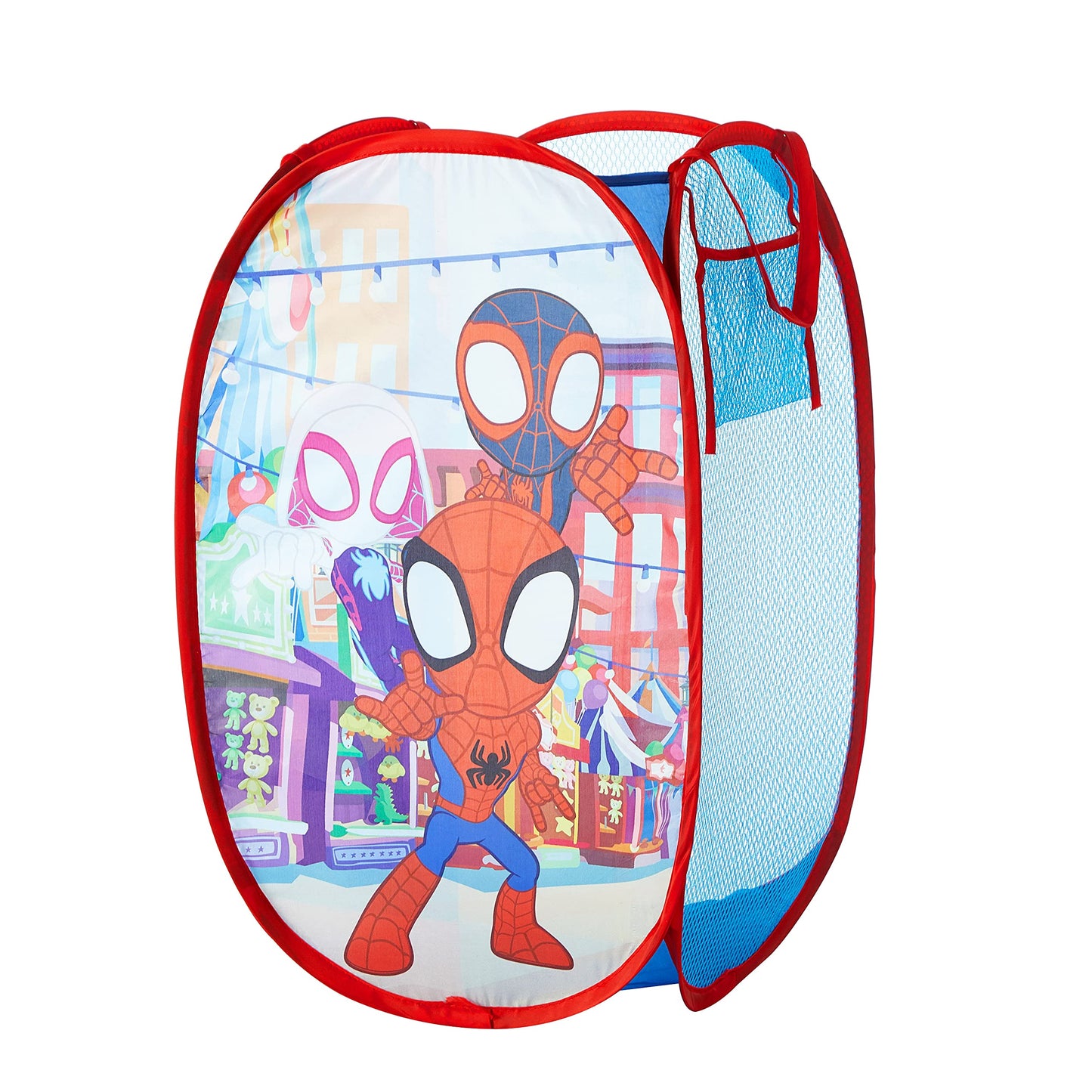 Disney Jr. Spidey and His Amazing Friends Pop Up Storage and Laundry Hamper, 21" H x 13.5" W X