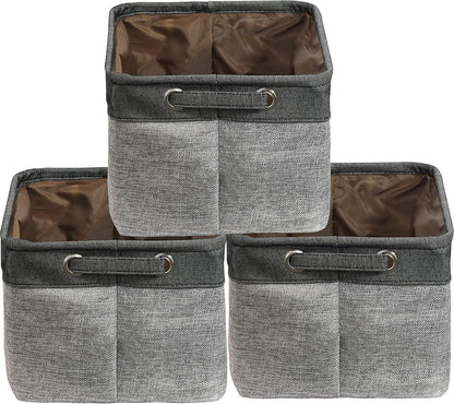 SIMPLE HOUSEWARE Large Fabric Storage Bin, 14.4" x 10" with Handles, 3-Pack, Foldable Organizer for Closet and Shelf, Dark Gray