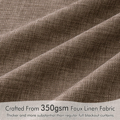 MIULEE 100% Blackout Curtains 84 Inch Long 2 Panels Set for Bedroom, Thick Faux Linen Black Out Curtain Room Darkening Back Tab Pleat Window Textured Drapes with Hooks for Living Room, Dutch Cocoa