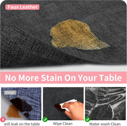 Maxpearl Faux Leather Placemats Set of 6 - Waterproof - Wipe Clean - Heat Resistant - Anti Slip Dining Table Place Mats, Suitable for Indoor & Outdoor Use, 17’’×12’’, Black