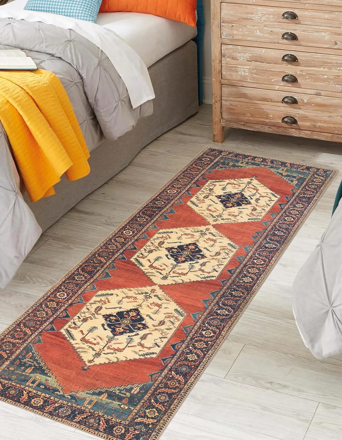 Keen Home Design 2x10 Rug - Machine Washable Runner with Non-Slip Backing, Ideal for Hallway, Entryway, Kitchen, Laundry Room - Vintage, Easy Clean, Durable, Low Pile Rug - (2'6" x 10')