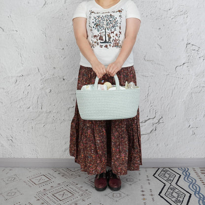 Diaper Caddy Organizer Cotton Rope Baby Basket Nursery Storage and Portable Tote Bag for Car Ideal Baby Shower Gifts and Registry Must-Have for Newborn Essentials light green