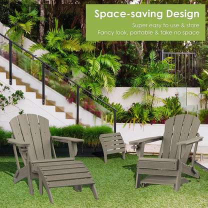 GREENVINES Adirondack-Ottoman | Wood Grain | HDPE Plastic | Outdoor Footrest | All Weather | Foot Rest | Foot Stool | Desert Brown | for Adirondack Chair