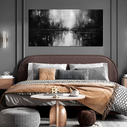 Large Abstract Canvas Wall Art for Living Room Large Size,Black and White Pictures Wall Art for Office 29 x 59 Inch