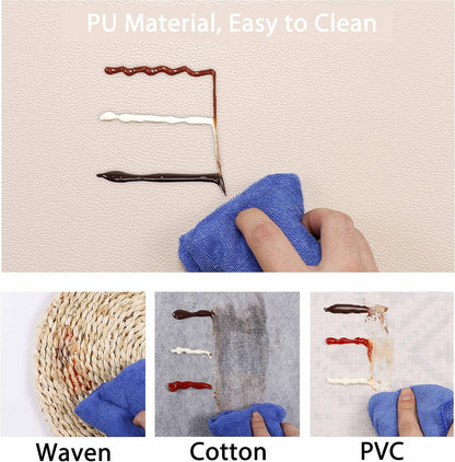 Set of 4 Faux Leather Placemats, PU Table Mats, Waterproof, Stain Resistant, Heat Resistant, Non-Slip Easy to Clean for Kitchen Dining Table,Conference Table C Beige Rectangle