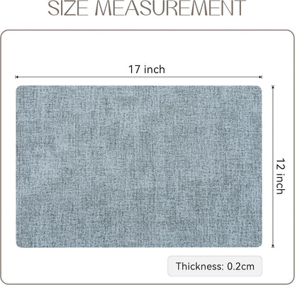 Romanstile Vinyl Placemats Set of 6-12 X 18 Inch - Heat Resistant Place Mats 100% Waterproof Oilproof Wipeable Reversible Faux Leather Table Mats for Kitchen/Dining/Party/Outdoor, Sky Blue