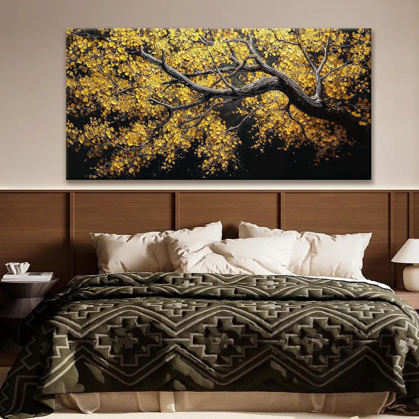 TAIJXAGSG Large Canvas Wall Art Decor For Living Room Pictures Gold Tree Wall Art Decoration Abstract Tree Plants Artwork Wall Art Modern Painting Pictures For Bedroom Home Kitchen Office 29"X 58"