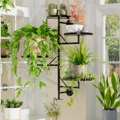 Rotating Wall Plant Shelves Versatile Window Plant Shelf for Indoor Plants Bathroom Living Room Use Wall Planter with Durable Metal Material 4 Pots