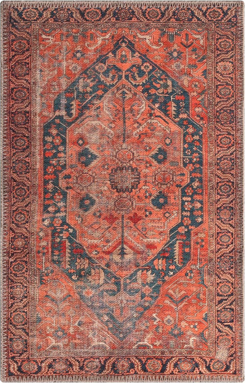 Keen Home Design 2x3 Rug - Machine Washable Entry Rug with Non-Slip Backing, Ideal for Enteryway, Kitchen, Bathroom, Laundry Room - Vintage, Easy Clean, Durable, Low Pile Rug - (2' x 3')