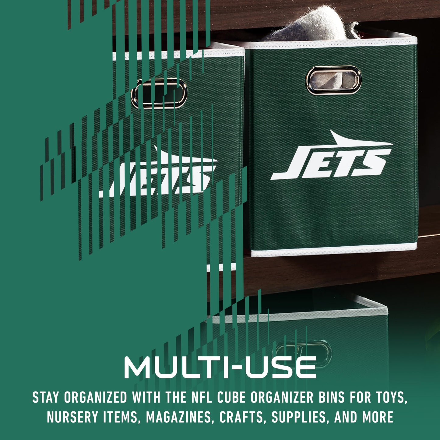 Franklin Sports NFL New York Jets Collapsible Storage Bin - 11"x11"