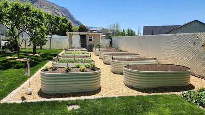 A ANLEOLIFE 6X3X2 ft Galvanized Raised Garden Beds Outdoor-2 Pack, Oval Large Metal Deep Root Planter Box for Planting Vegetables Flowers Herb, Anti-Rust & Easy-Setup, Antique White