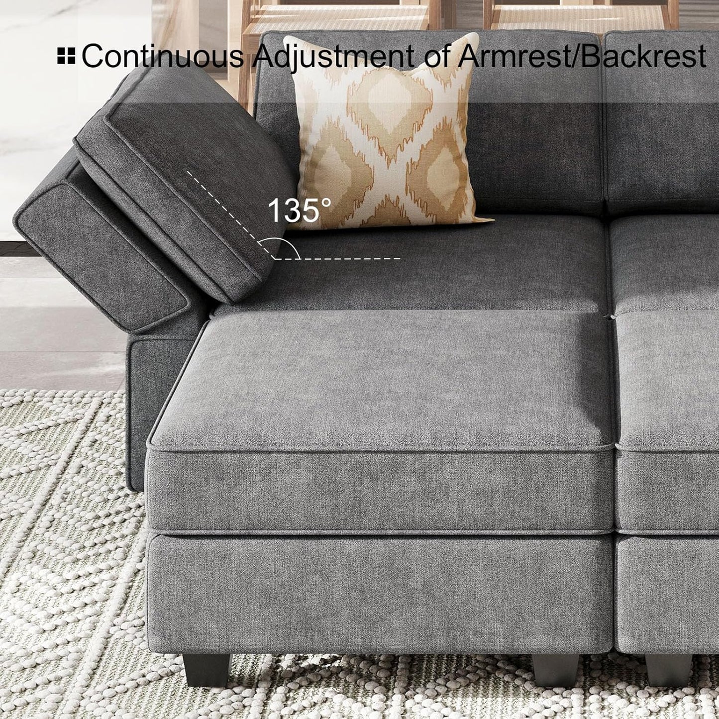 Belffin Modular Sectional Sleeper Sofa Bed Convertible Sectional Couches for Living Room. Dark Gery Couch