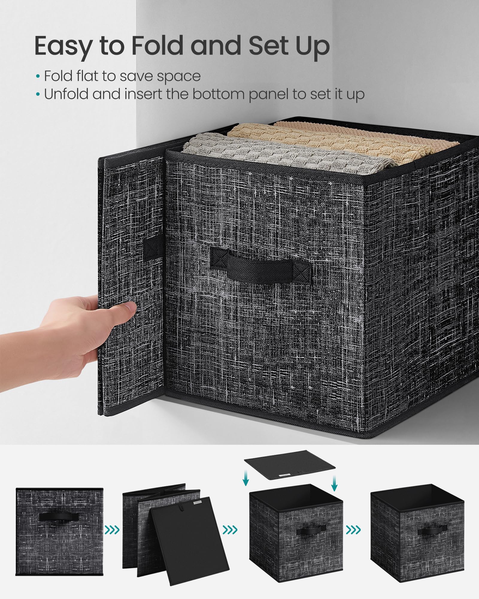SONGMICS Storage Cubes, Set of 10, 11-Inch Foldable Closet Organizers