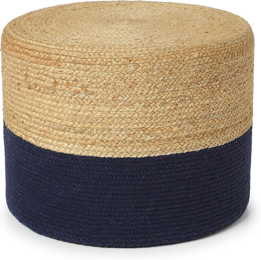 REDEARTH · Cylindrical Pouf Foot Stool Ottoman - Jute Braided Pouffe Poof Accent Sitting Footrest