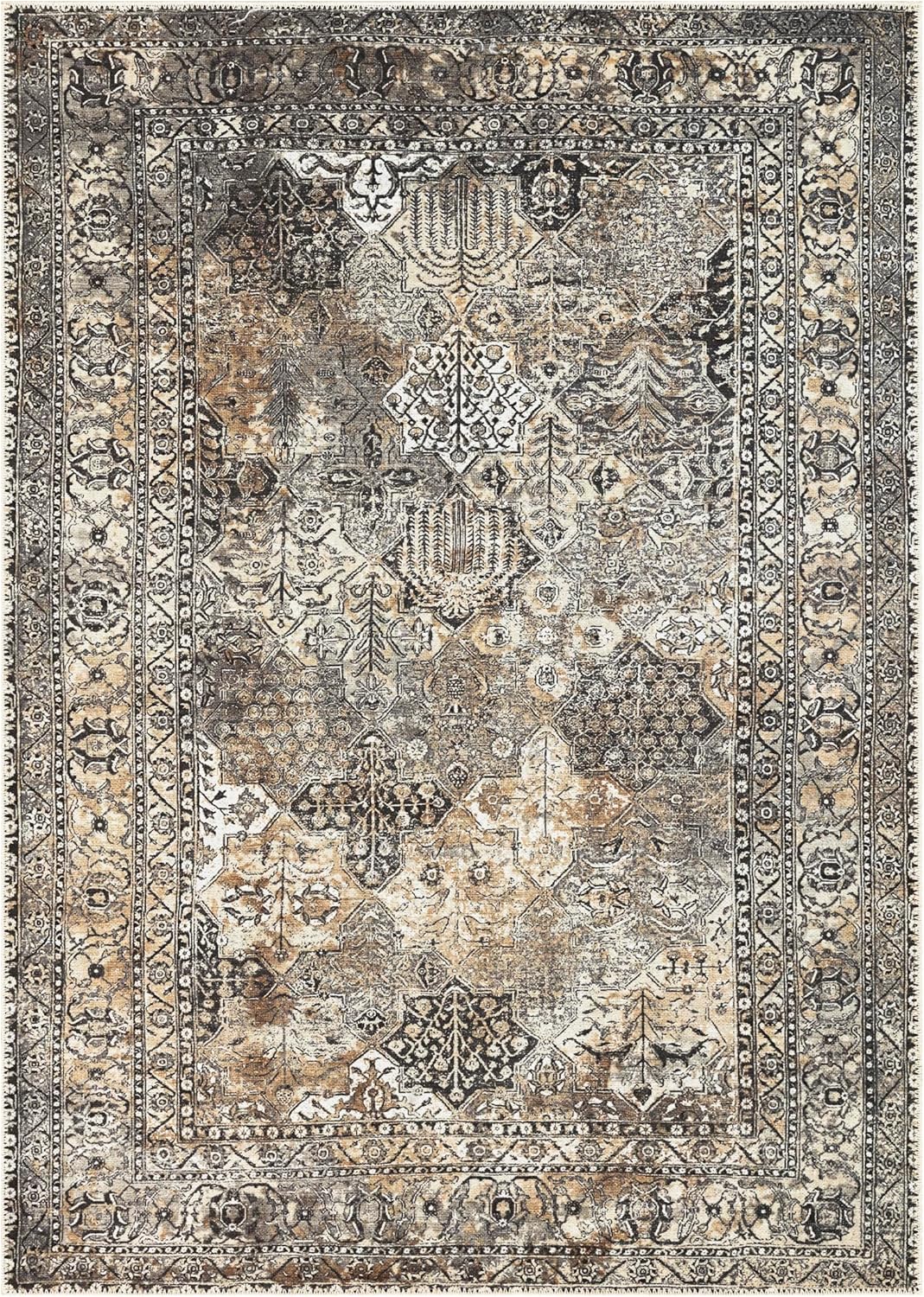 Keen Home Design 9x12 Rug - Machine Washable Area Rug with Non-Slip Backing, Ideal for Living Room, Dining Room, Bedroom - Vintage, Easy Clean, Durable, Low Pile Rug - (9' x 12')