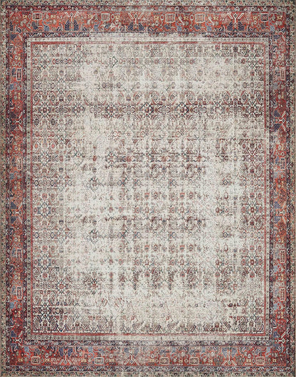 Loloi Layla Collection LAY-12 Ivory/Brick 2'-3" x 3'-9" .13" Thick Accent Rug, Soft, Durable, Vintage Inspired, Distressed, Low Pile, Non-Shedding, Easy Clean, Printed, Living Room Rug