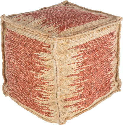 Mark&Day Pouf Ottoman, Lanzenkirchen Natural Fiber Burnt Orange Cube Pouf Foot Rest for Living Room, Bedroom and Boho Home Decor (16"x16"x16")