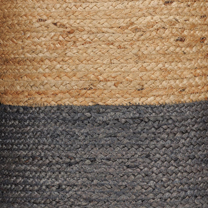 REDEARTH · Cylindrical Pouf Foot Stool Ottoman - Jute Braided Pouffe Poof Accent Sitting Footrest for The Living Room, Bedroom, Nursery, Patio, Lounge & Other Rooms (14.5”x14.5”x16”; Natural Gray)