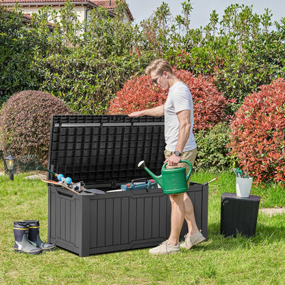 YITAHOME 120 Gallon Outdoor Storage Deck Box, Large Resin Patio Storage for Outdoor Pillows, Garden Tools and Pool Supplies, Waterproof, Lockable, (Dark Grey)