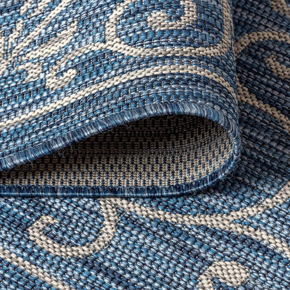 JONATHAN Y Vintage Filigree Indoor Outdoor Octagon Area Rug 8 Ft Navy/Gray, Charleston Textured