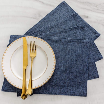 Home Brilliant Set of 6 Placemats Heat Resistant Dining Table Place Mats Kitchen Table Mats, Navy Blue